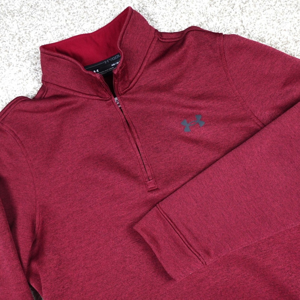 Under Armour Golf ColdGear Mens Medium Maroon Heather 1/4 Zip Pullover Fleece